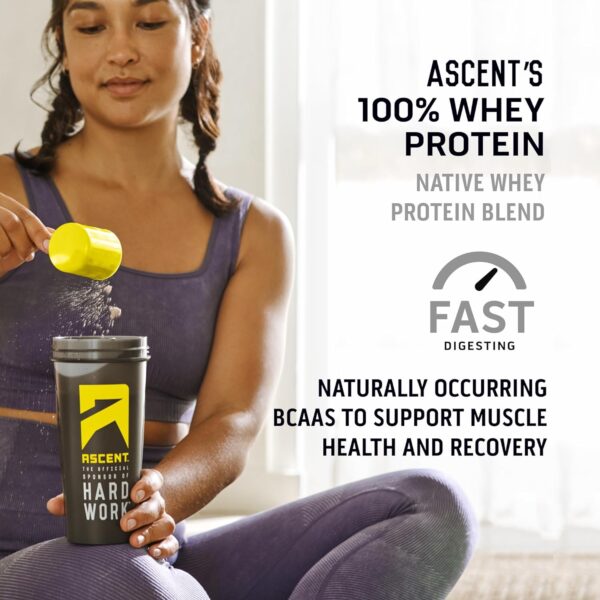 Ascent 100% Whey Protein Powder - Post Workout Whey Protein Isolate, Zero Artificial Flavors & Sweeteners, Gluten Free, 5.5g BCAA, 2.6g Leucine, Essential Amino Acids, Chocolate 2 lb - Image 7